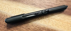 Scissors are closed up and look like a pen.