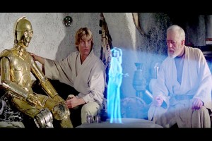 Star Wars - A New Hope scene - R2D2 projects Princess Leia's plea for help.