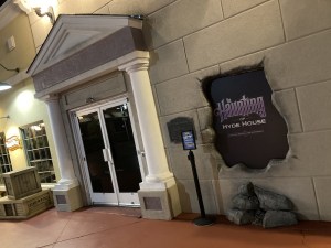 The stone and pillared entrance to Hyde House.