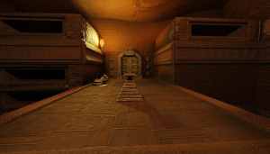 3D rendering of a pedestal in an ancient temple.