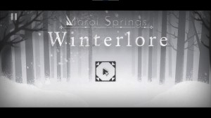 Moroi Springs Winterlore title screen shows a forest in a blizzard.
