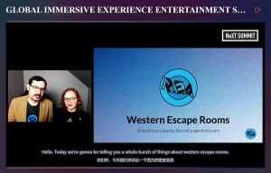 Lisa & David giving a talk that is subtitled in Mandarin.