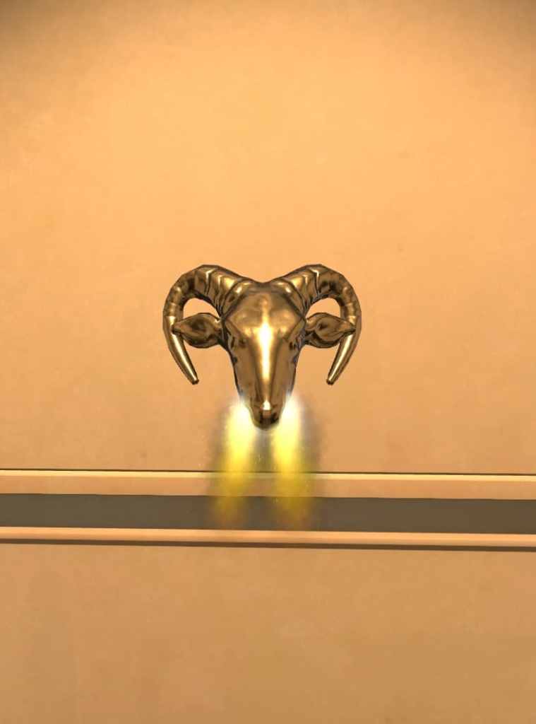 Fire burning from the nose of a ram.