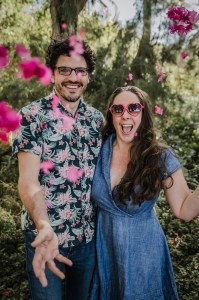 Yasine & Michelle throwing flower pedals.