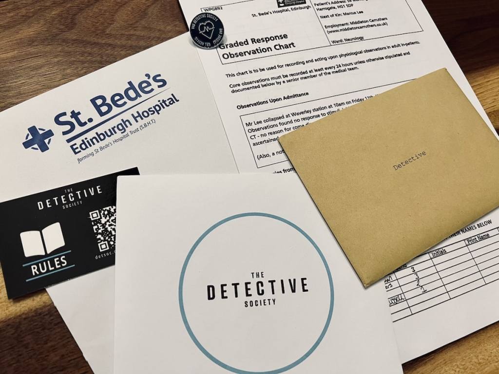 An assortment of letters and hospital records from The Detective Society.