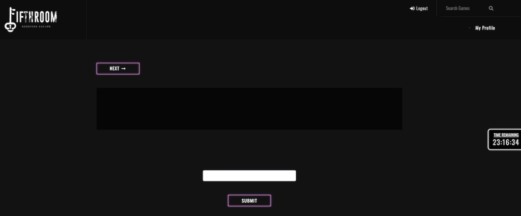 A broken website for Fifth Room.