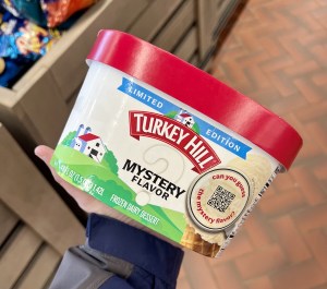 Tub of Turkey Hill Mystery Flavor Ice Cream.