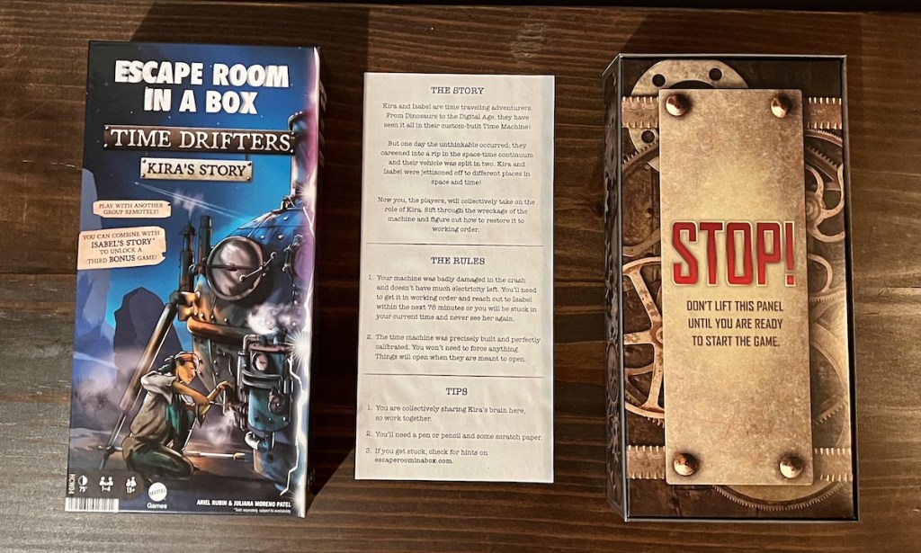 Kira's Story box open beside the story, rules, and a caution panel.