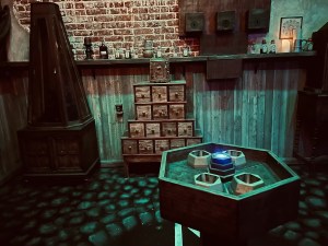 An alter in the middle of a magical laboratory.