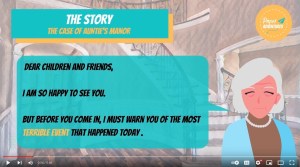 Screenshot of a YouTube video with Auntie in frame explaining that she is happy to se you, but warns of terrible events to come.