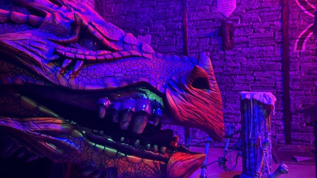 Closeup of a dragon's head.