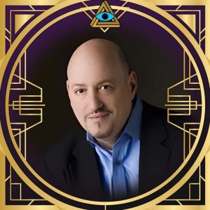 Stuart's headshot framed in a golden art deco RECON frame.