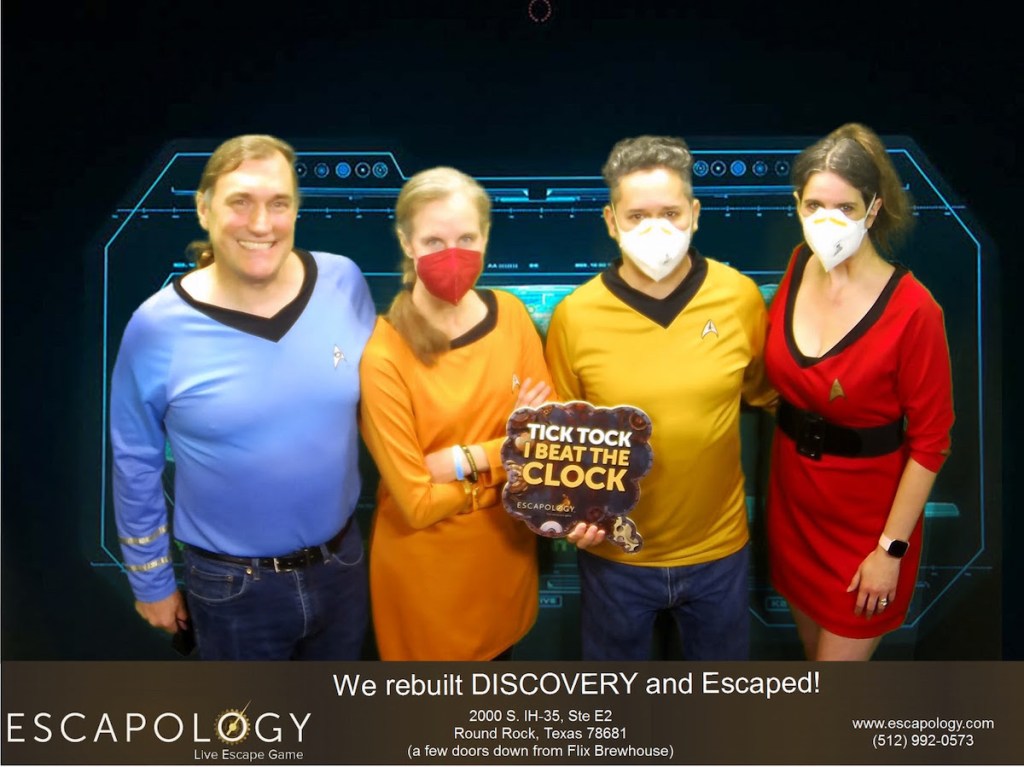 Team photo with Sarah and her team dressed as Star Trek crew.