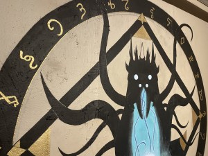 A strange mystical symbol painted on the wall.