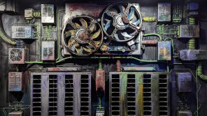 A dramatic looking wall of technology.