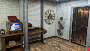 A steampunk office.