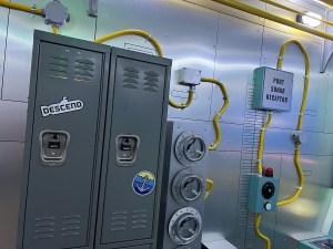 A locker set in a submarine.