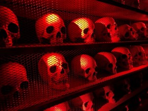A wall of skulls.