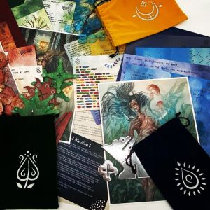 An assortment of beautiful art and components from within Adrift.