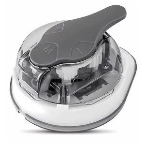 Paper corner cutter with three settings, small, medium, & large.