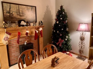 A home decorated for Christmas.