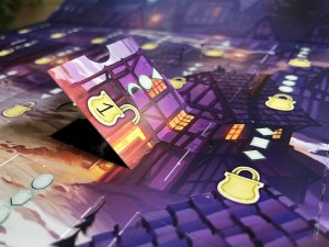 Closeup of an Advent Calendar day tilted open.