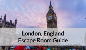 Reads: "London, EnglandEscape Room Guide." Depicts Big Ben