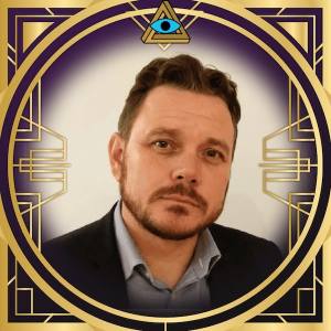 RECON speaker, Gary Kelly's headshot in a gold, art deco frame with the RECON logo.