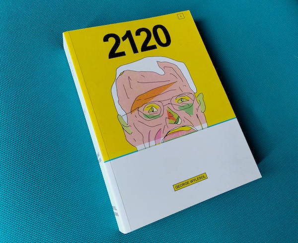2120 book cover, depicting a jagged illustration of a man's face with an open mouth