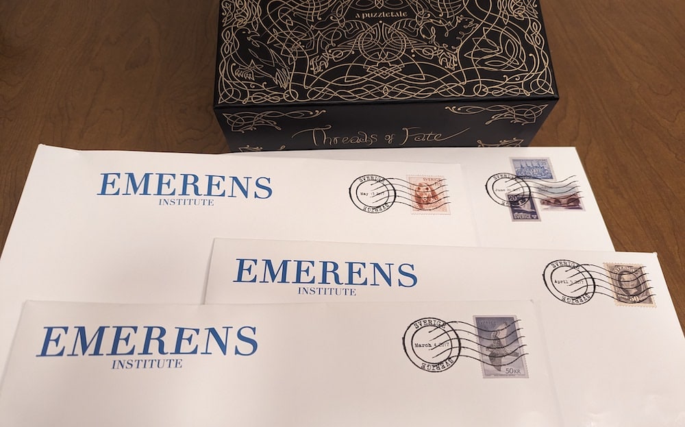 4 large envelopes mailed from the Emerens Institute.