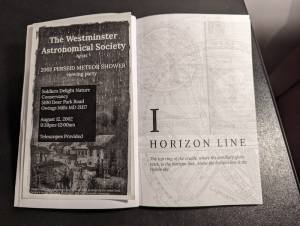 Chapter 1 notes a 2002 meteor shower viewing party by The Westminster Astronomical Society.