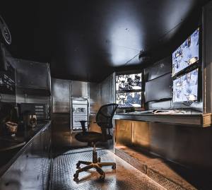 The back of a surveillance van.