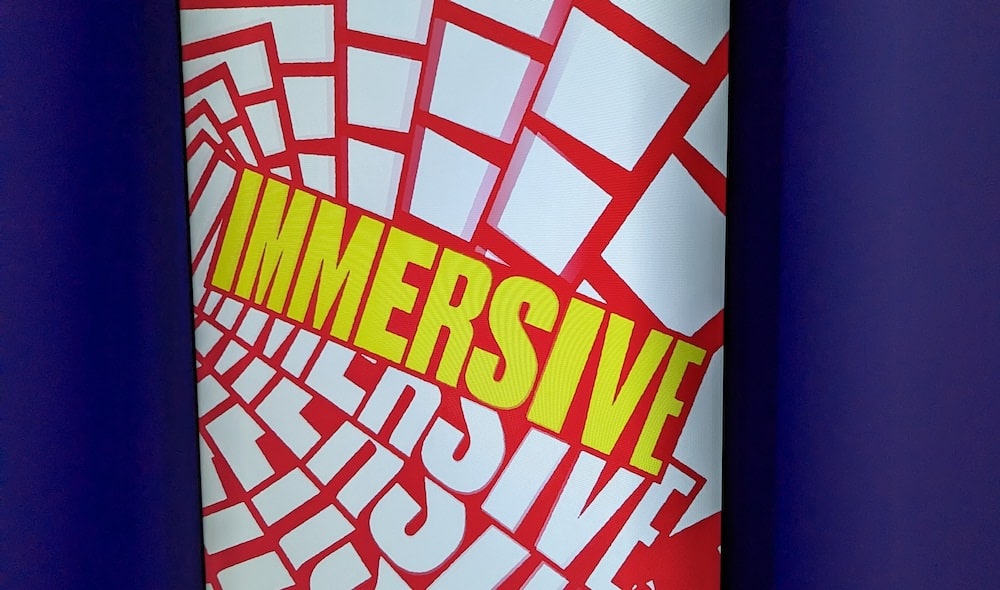 Screen with a stylized, "Immersive" logo.