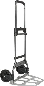 A folding hand truck.
