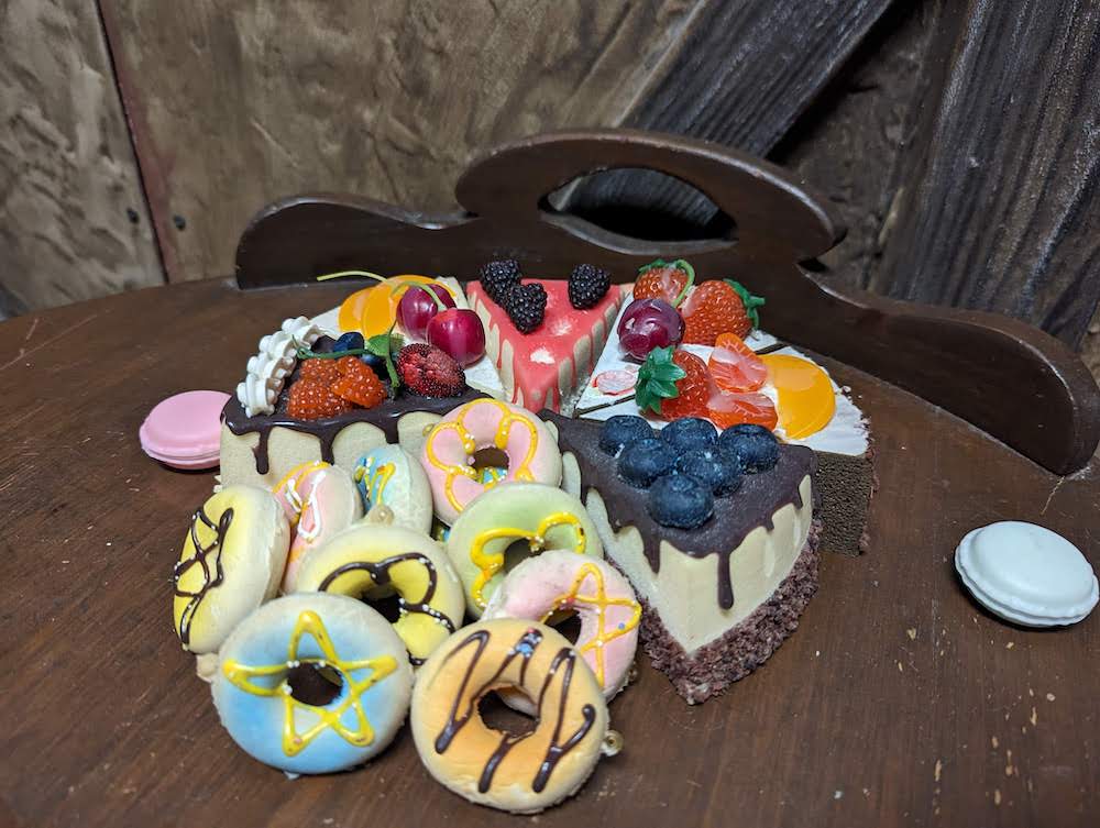 A pile of colorful confections laying directly on a table.