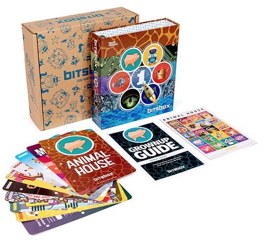 Bitsbox materials beside a box.