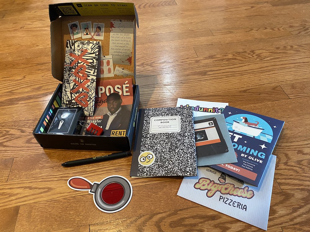 Open box Escapely box from Chicago with a high school aesthetic.