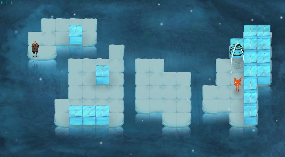 An ice cave grid puzzle video game.