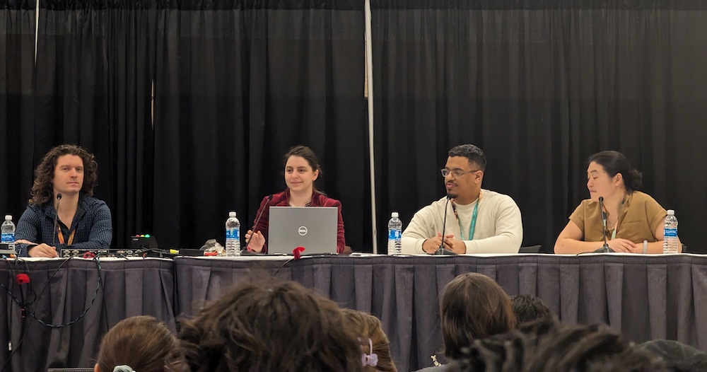 4 speakers on the mental health in gaming panel.