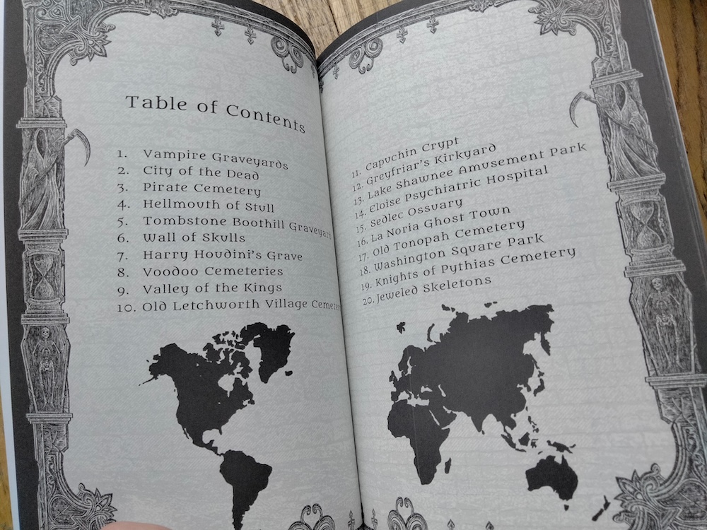 Table of contents for Dark Tours Volume 1.