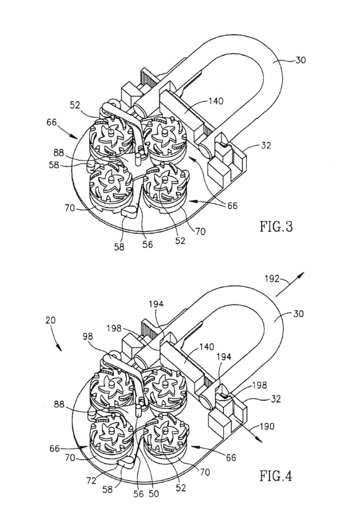 Directional Lock patent illustration, showing the gear-pack.