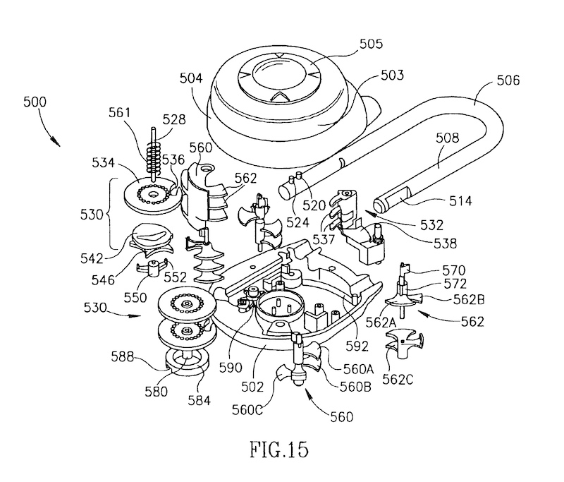 Directional Lock patent illustration, showing an exploded view of components.