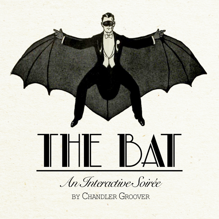 Cover art for The Bat, featuring an illustration of a man in a tuxedo with a mask and bat wings.
