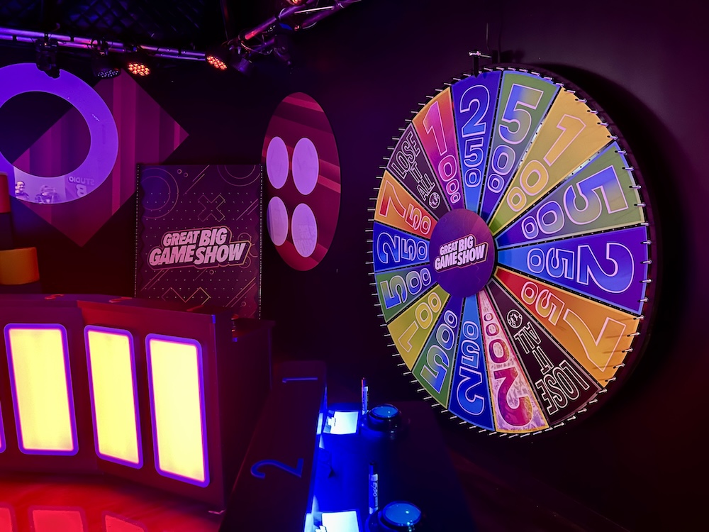 Great Big Game Show's Great big Wheel with points and "lost it all" tiles.