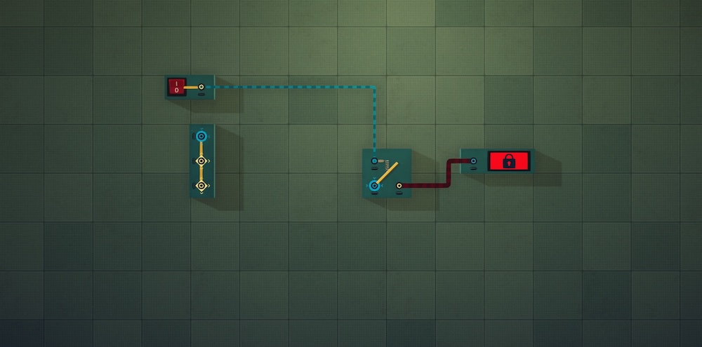 Video game depicting a simple logic gate puzzle.