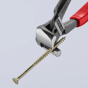 Cutting nippers cutting a screw.