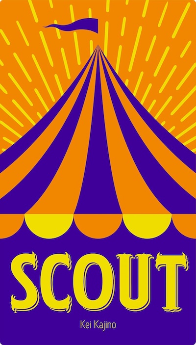 Scout game cover depicting a circus tent in purple, orange, and yellow.