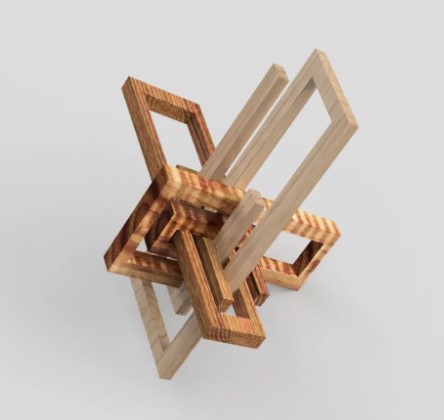 wooden rectangular paperclip shapes interlocked puzzle