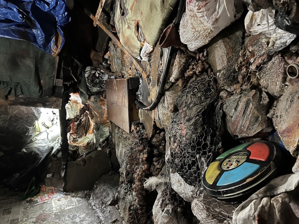 A wall of garbage, embedded is a simon game.