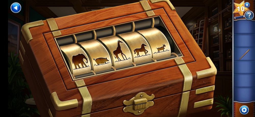 Rendering of a box locked with animal symbols on dials.